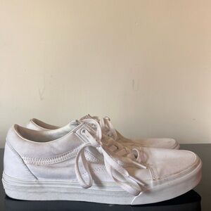 VANS White Canvas Sneakers Classic Low-Top Design Old Skool Men’s size 10 US